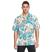 Colorful Joystick Video Game Funny Men's Hawaiian Shirts Short Sleeve Button Down Vacation Mens Beach Shirts