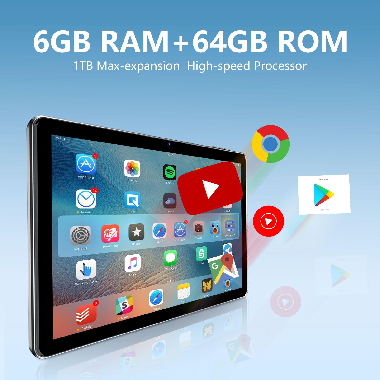 WXUNJA 10 inch Tablet Android 13 Tablets, 8GB 64GB Processor 6000mAh Battery, 1280x800 IPS HD Touchscreen 5MP+8MP Camera, Bluetooth,WiFi (Black)