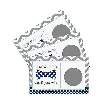 Bow Tie Scratch Off Game Cards (28 Pack) Boys Baby Showers Navy Blue and Grey