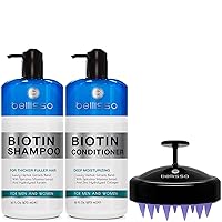 BELLISSO Biotin Shampoo and Conditioner Set and Scalp Massager and Wet Shampoo Brush