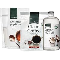 Organic Clean Coffee + Collagen Peptides + Organic MCT Oil Bundle – Toxin Free Coffee, Grass Fed Collagen, & MCTs - Non-GMO, Keto, & Paleo - 12 Oz, 11.7 Oz, 32 Oz