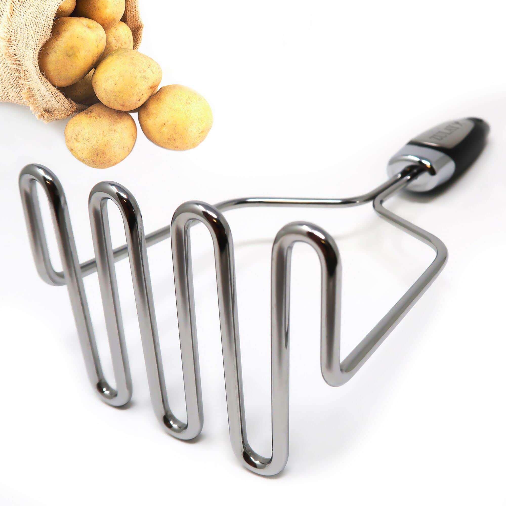 Zulay Kitchen Potato Masher Stainless Steel - Premium Masher Hand Tool and Potato Smasher Metal Wire Utensil for Best Mash for Bean, Avocado, Egg, Mini Mashed Potatoe, Banana & Other Food