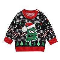Sweater Jacket for Little Girls Long Sleeve Christmas Tree Knitted Sweater Pullover Tops Autumn Girls Sequin