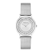 Versace New Generation Collection Luxury Womens Watch Timepiece with a Silver Bracelet Featuring a Stainless Steel Case and Silver Dial