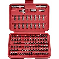 10048A Security Bit Set 100-Piece Set Cr-V Steel 1/4-inch Adapters Phillips Slotted Hex Torx Star Tamperproof Pozi Square Spanner Torque Tri-Wing Clutch Spline Wing Nut, Security Torx Bit Set