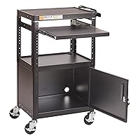 ECR4Kids AV Presentation Cart Stand with Storage Box, Rolling Storage, Black