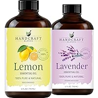 Lemon Essential Oil and Lavender Essential Oil Set – Huge 4 Fl. Oz – 100% Pure and Natural Essential Oils – Premium Therapeutic Grade with Premium Glass Dropper