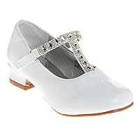 Josmo Girl's Dress Mary Jane Wedding Party Heels Ballerina Flower Shoes, Hook and Loop Buckle (Toddler