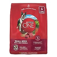 Purina ONE Small Bites Beef and Rice Formula Small Dog Food Dry - (Pack of 4) 4 lb. Bags