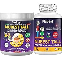 NuBest Bundle Growth Essentials with Protein Powders for Kids & Teens Vanilla Plant-Based Flavor 10 Serving Tall 60 Capsules - Protein Boost + Bone & Immunity Support for Kids & Teens