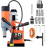 VEVOR Mag Drill Press, 1400W 2in Boring Diameter, 2922lbf Power Magnetic Drill 810 PRM/10-Speed Setting/Quick Change Chuck System/6pcs Drill Bits, Mag Drill for Metal Surface and Home Improvement