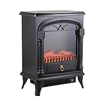 Comfort Zone Electric Fireplace Space Heater, Traditional Warm Stove Style, Realistic 3D Flame Effect, Adjustable Thermostat, & Overheat Protection, Ideal for Home, Bedroom, & Office, 1,500W, CZFP4