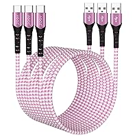 3Pack 10ft USB C Cable Braided Fast Charger Cord Compatible with iPhone 15 Pro Max, iPhone 15 Pro, iPhone 15 Plus, iPhone 15, iPad Pro 12.9