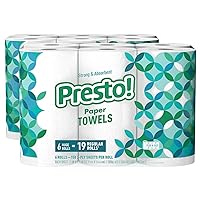 Amazon Brand - Presto! Flex-a-Size Paper Towels, Huge Roll, 12 Count = 38 Regular Rolls, 158 Sheets per Roll