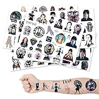 8 Sheets Wednesday New Addams TV Show Temporary Tattoos Party Supplies Wednesday Addams Cartoon Cute Sticker Tattoos Gift for Kids Boys Girls Home Activity Class Prizes Carnival Rewards