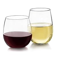 Stemless Wine Glasses Set of 12, Dishwasher Safe Red and White Wine Glass Set, Clear Drinking Glasses Set of 12 for Cocktails, Water, and More