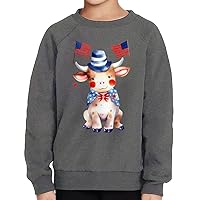 Bull Design Toddler Raglan Sweatshirt - Patriotic Sponge Fleece Sweatshirt - USA Flag Kids' Sweatshirt
