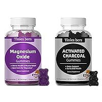 Activated Charcoal Gummies 400mg, Magnesium Oxide Gummies 500mg Sugar Free for Adults & Kids, Quicker to Cleanse, Detox, Gas Relief, Gut & Oral Health, Best Mg Form for ‘Digestion’