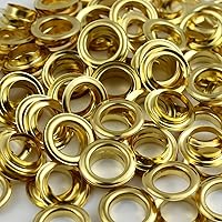 100 Sets 5/16 inch (8mm) Brass Grommets Eyelets with Washer, Leathercraft Repair Grommet Metal Round Eyelets for Leather Crafts Shoes Bags Clothing Belts Hats Canvas,Light Gold