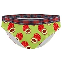 Lychee Fruits Pattern Green Background Prints Women Underwear Cotton Bikini Ladies Brief Panties, S