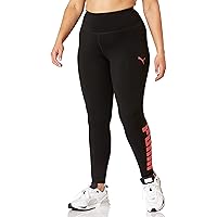 PUMA Women's Plus Size Athletic Logo Tights, Black-Paradise, 2X