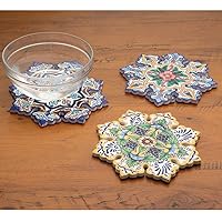 Bits and Pieces - Set of Three Majolica Designer Trivets - Colorful Hot Dish Table Cover