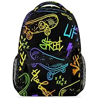 Colorful Skateboards Larger Backpack School Bookbag for Kids Boys Girl, Sport Travel Laptop Backpacks Book Bag Hiking Camping Daypack