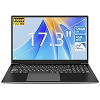Laptop, 17 Inch Laptops Computer with 4GB RAM 128GB SSD, 1920 * 1080 IPS Display, Intel Celeron Quad-Core Processor(Up to 2.5GHz), Mini HDMI, Webcam, Wi-Fi, 512GB Expansion