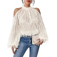 Blouses for Women Dressy Casual Long Sleeve Off Shoulder Blouse