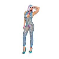 Women's Crochet Bodystocking with Keyhole Neck and Satin Bow