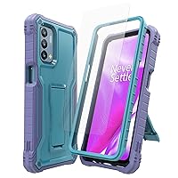 DUOPAL for OnePlus Nord N200 5G Case, Military Grade Protection Shockproof Case with Tempered Glass HD Screen Protector and Kickstand Compatible with OnePlus Nord N200 5G Phone 6.49 Inch (Blue)