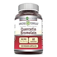 Amazing Formulas Quercetin 800mg with Bromelain 165mg, 120 Veggie Capsules Supplement | Non-GMO | Gluten Free | Made in USA