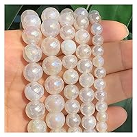 AN312 Natural White Electroplated Snow Cracked Dragon Veins Fire Agates Beads Loose Stone Bead for DIY Jewelry Making Bracelets 15