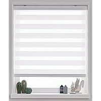 FOIRESOFT Cordless Custom Zebra Roller Shades and Blinds [Cordless Basic, White, W 52 x H 64 inch] Dual Layer Sheer or Privacy Light Control, Day and Night Window Drapes, 24 to 70 inch Wide