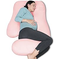 Pregnancy Pillows for Sleeping - U Shaped Full Body Maternity Pillow with Removable Cover - Support for Back, Legs, Belly, HIPS - 57 Inch Pregnancy Pillow for Women - Pink