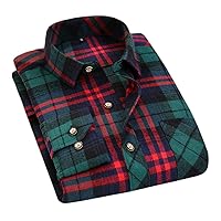 Brushed Plaid Shirt for Men Button Down Regular Fit Long Sleeve Plaid Casual Lightweight Shirts