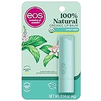 eos 100% Natural & Organic Lip Balm- Sweet Mint, Dermatologist Recommended, All-Day Moisture Lip Care, Made for Sensitive Skin, 0.14 oz