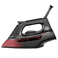 Steam Iron for Clothes with 300+ Holes for Powerful Steaming, Temperature Guide Dial, 1700 Watts, XL 10’ Cord, 3-Way Auto Shutoff, Lava Infused Ceramic Soleplate, Black (13130)