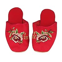 Handmade Embroidered Floral Chinese Women's Cotton Slippers Red Blue Black New