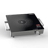 Hot Plate Electric Single Burner 1500W Portable Burner for Cooking with Adjustable Temperature & Stay Cool Handles, Non-Slip Rubber Feet, Stainless Steel Easy To Clean, Compatible for All Cookwares