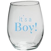 Kate Aspen, It's a Boy 9 oz. Stemless Wine Glass, Set of 12