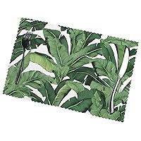 (Tropical Banana Palm Leaf) Rectangular Printed Polyester Placemats Non-Slip Washable Placemat Decor for Kitchen Dining Table Indoor Outdoor Placemats 12x18in