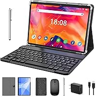 Tablet with Keyboard, 2 in 1 Tablet, 6GB+128GB, 1TB Expand, Android 13 Tablet, 10 inch Tablet with Case, Mouse, Stylus, 8000mAh Battery, 2.4G/5G WiFi, GPS, Certified Tablet PC