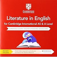 Cambridge International As and a Level Literature in English Cambridge Elevate Teacher's Resource Access Card