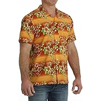 Cinch Camp Oranage Hawaiian Shirt - Mens Shirt Brown