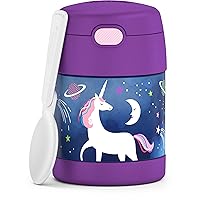 THERMOS FUNTAINER 10 Ounce Stainless Steel Vacuum Insulated Kids Food Jar with Spoon, Space Unicorn