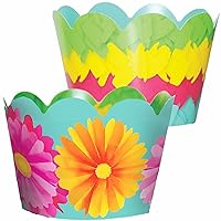 Colorful Fiesta Cupcake Wrapper - Reversible Pinata & Paper Flowers Party Supplies, Sweet 16 Birthday, Quinceañera, Cinco de Mayo, Taco Twosday, Mother's Day, Wedding, Baby Shower, Grad - 24 Count