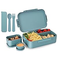 Homestockplus Versatile Large Bento Box, 2045ml Wheat Straw Leak-Proof Lunch Bento Box 5-Compartment Lunch Container, Lunch Box for Over 8 years old, Easy Open for School Work Picnic -Green