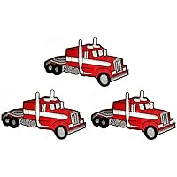 3pcs. Red Car Truck Tow Cartoon Patch Embroidered Vehicle Truck Iron On Badge Sew On Patch Clothes Embroidery Applique Sticker Fabric Sewing Decorative Repair