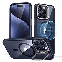 ESR for iPhone 15 Pro Max Case, Compatible with MagSafe, Military-Grade Protective Case, Built-in Stash Stand Phone Case, Scratch-Resistant Back Cover, Classic Series,Clear Dark Blue